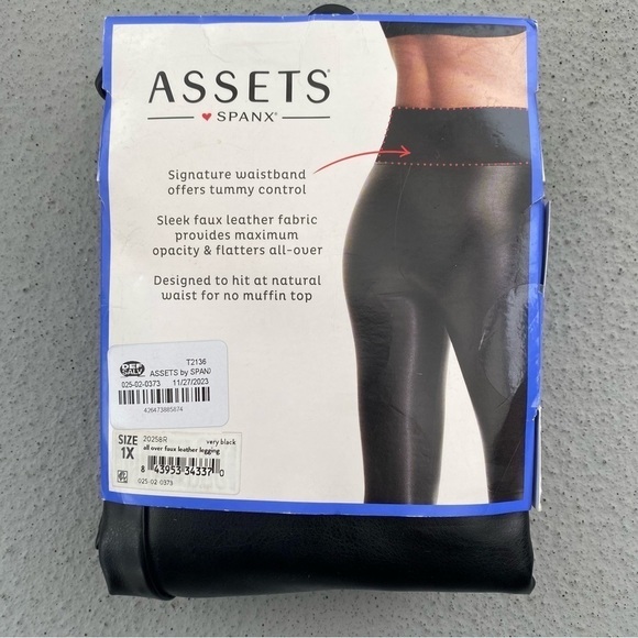 SPANX Assets All Over Faux Leather Vegan Leggings Pants Women's Size 1X - Picture 4 of 4
